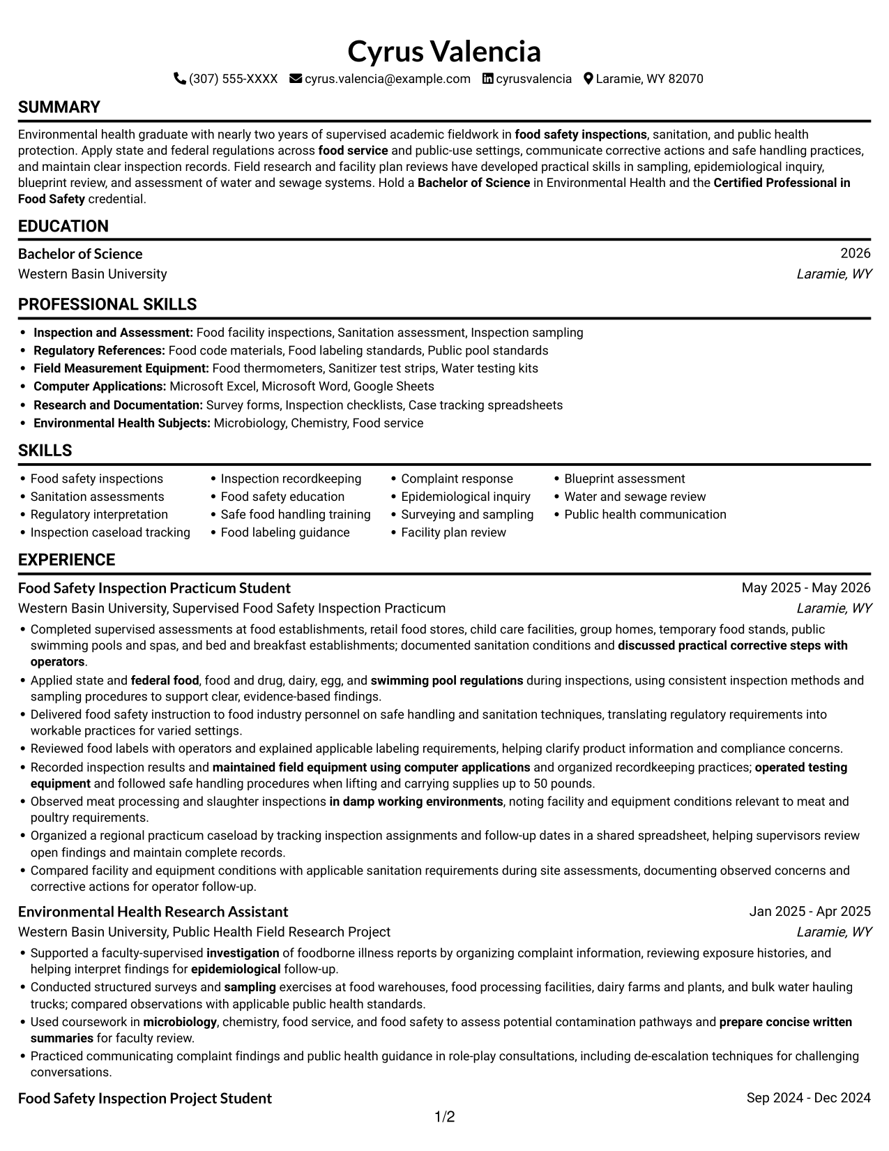 Resume example — page 1