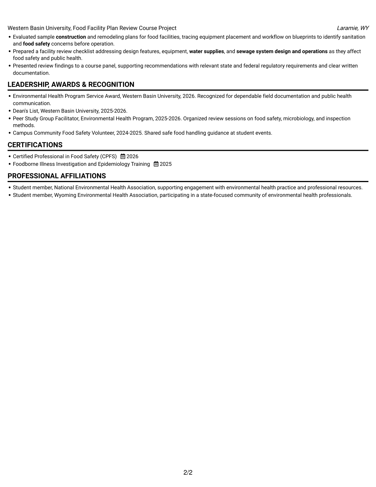 Resume example — page 2