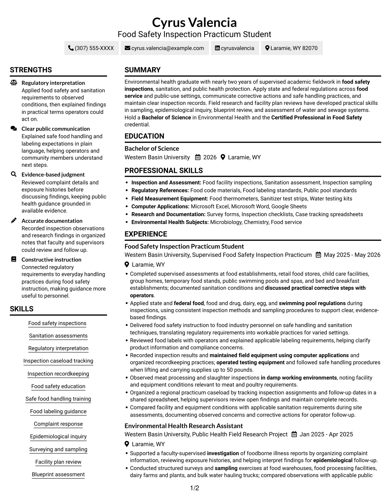Resume example — page 1