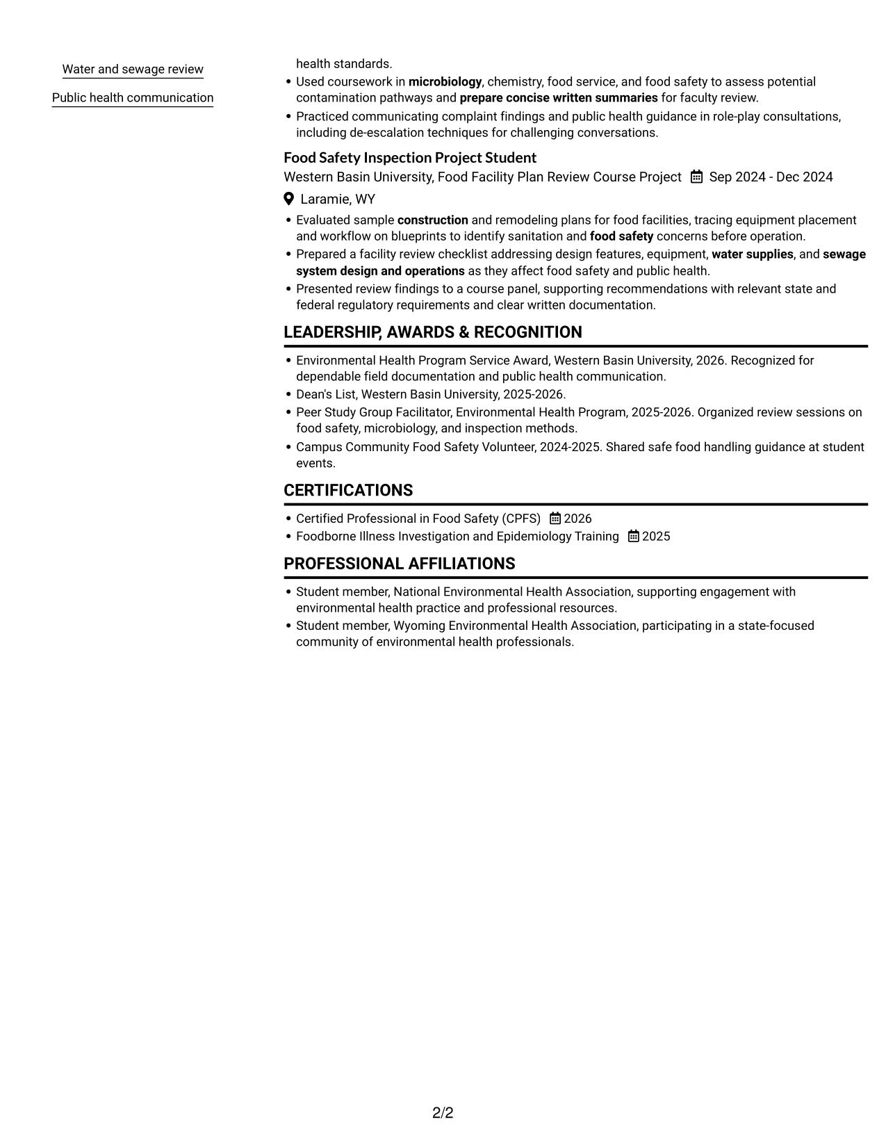 Resume example — page 2