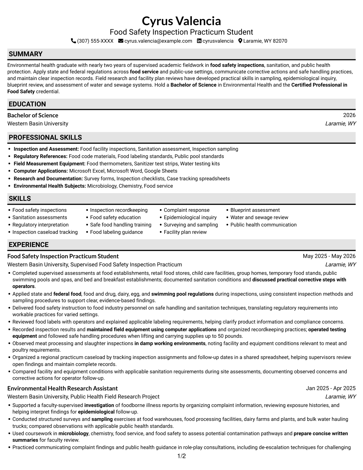 Resume example — page 1
