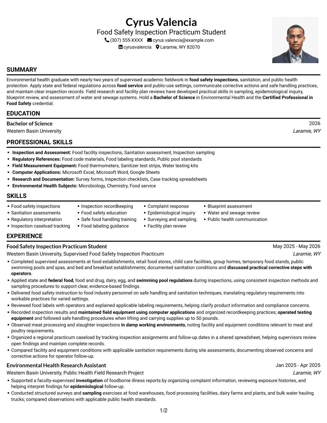 Resume example — page 1