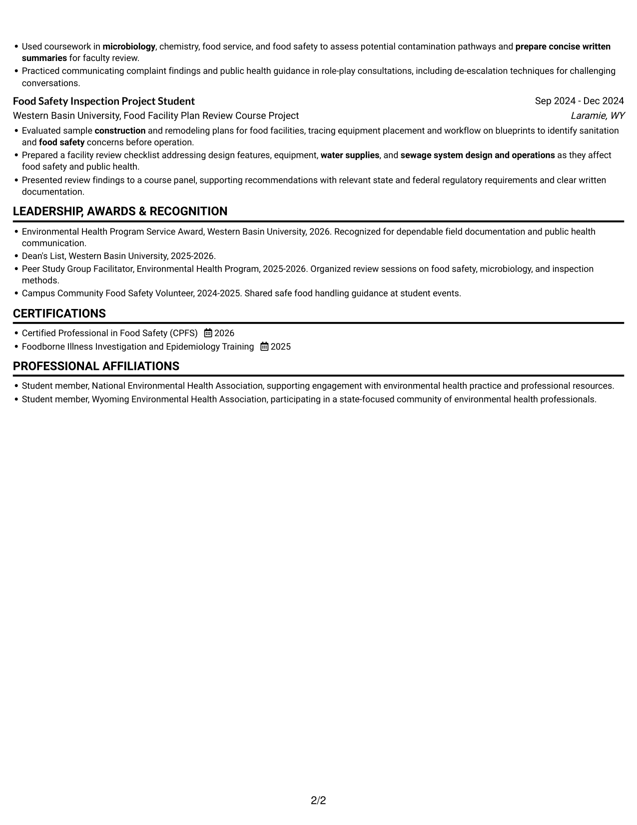 Resume example — page 2