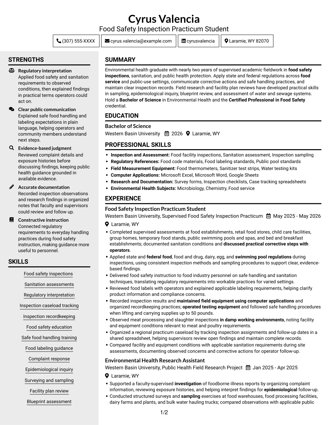 Resume example — page 1