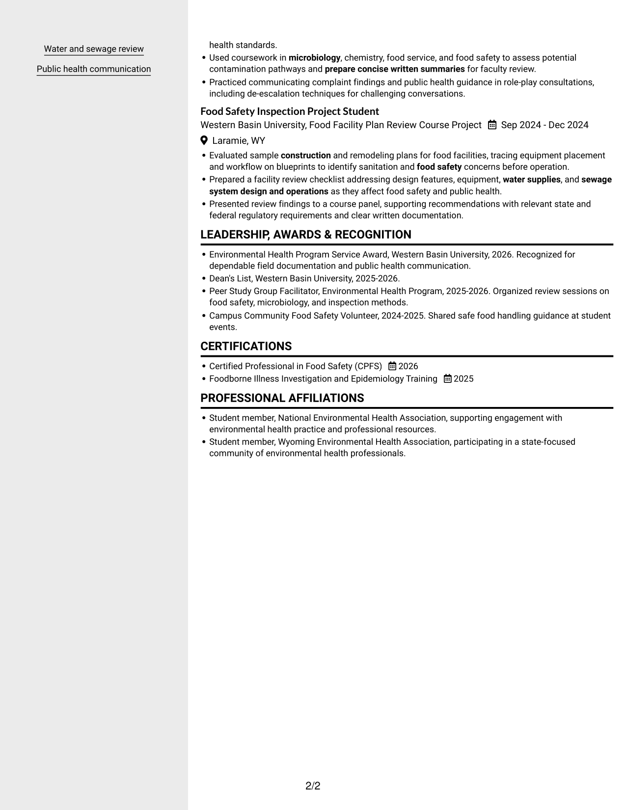 Resume example — page 2