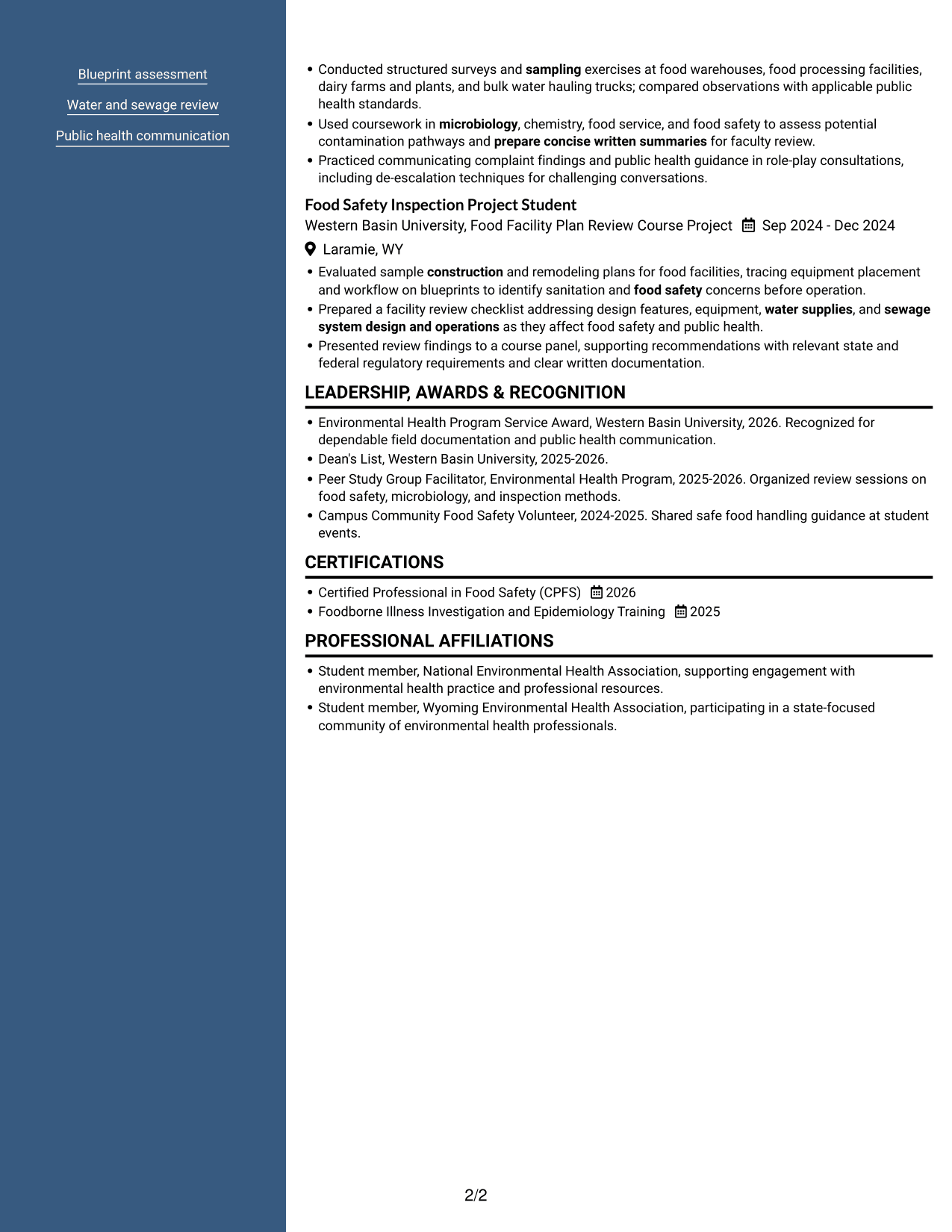 Resume example — page 2