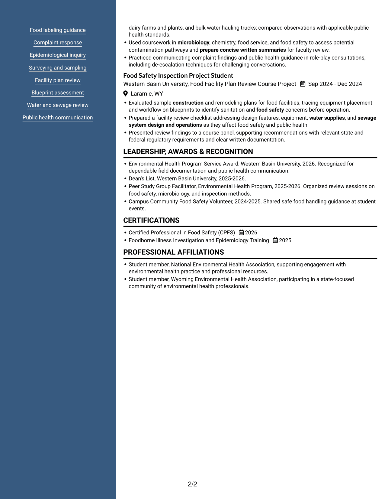 Resume example — page 2