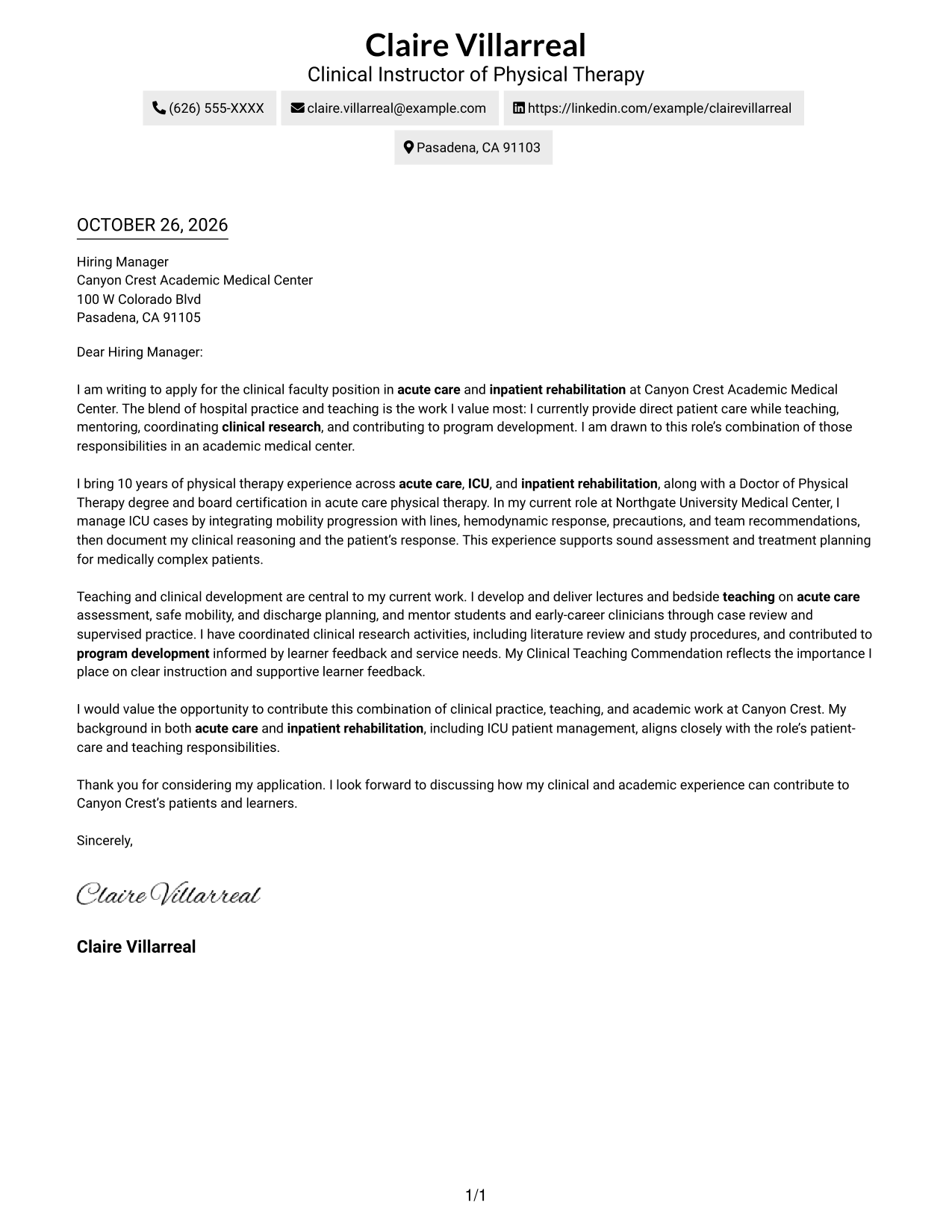 Cover letter example — page 1