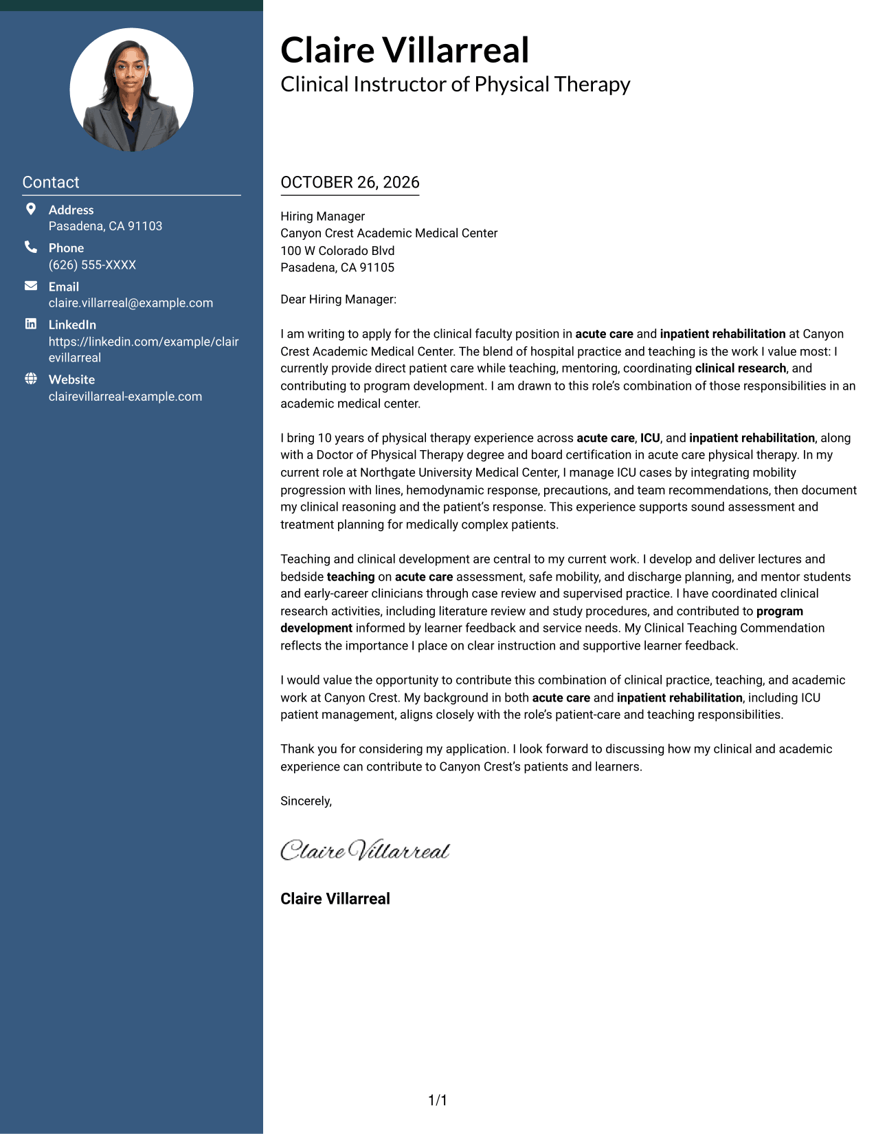 Cover letter example — page 1