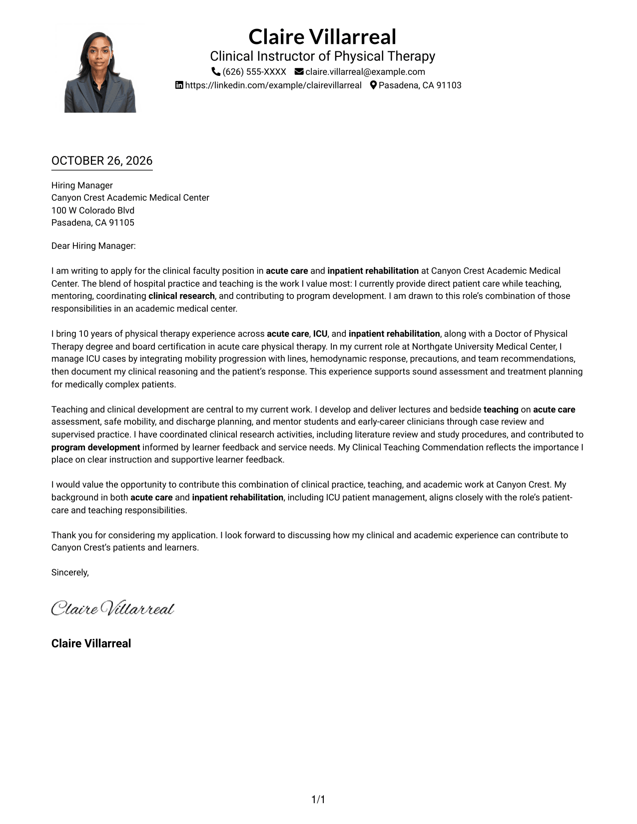 Cover letter example — page 1