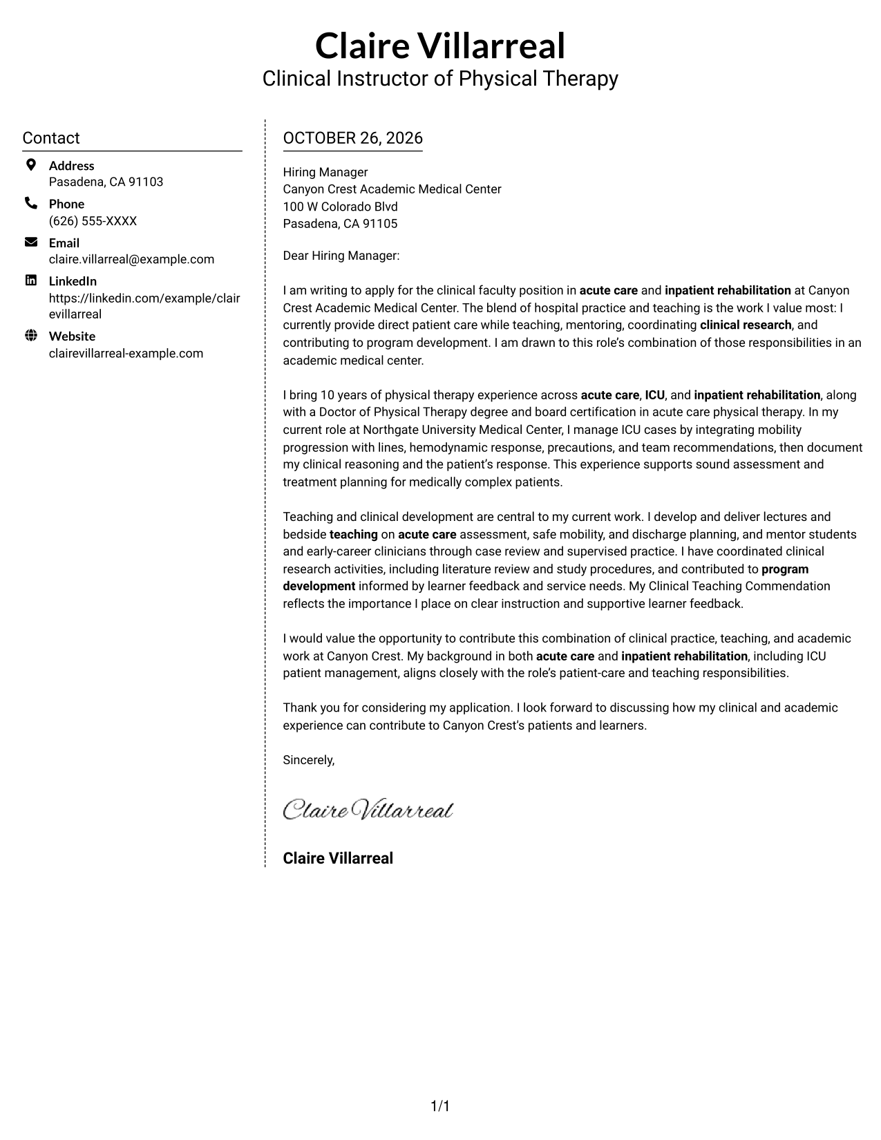 Cover letter example — page 1