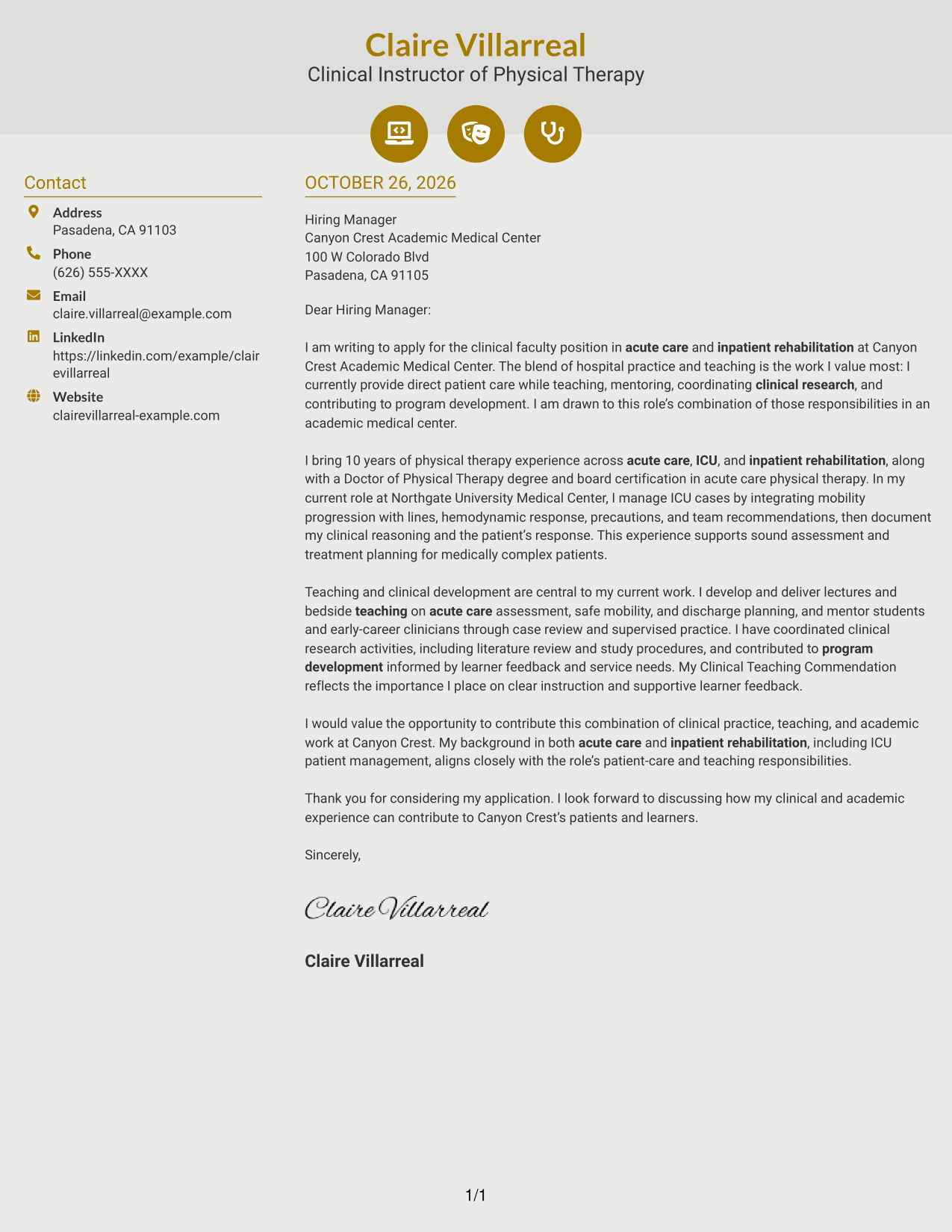 Cover letter example — page 1