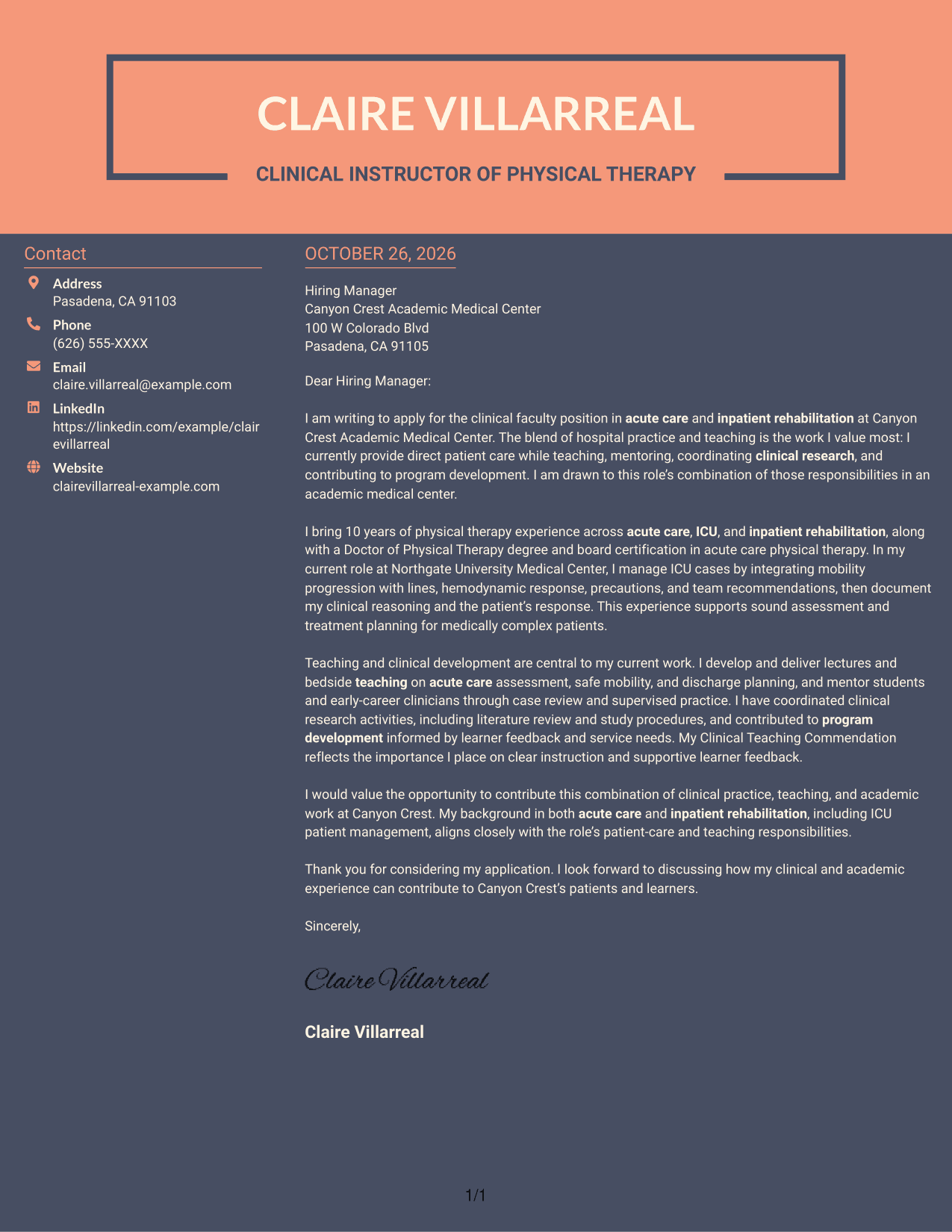 Cover letter example — page 1
