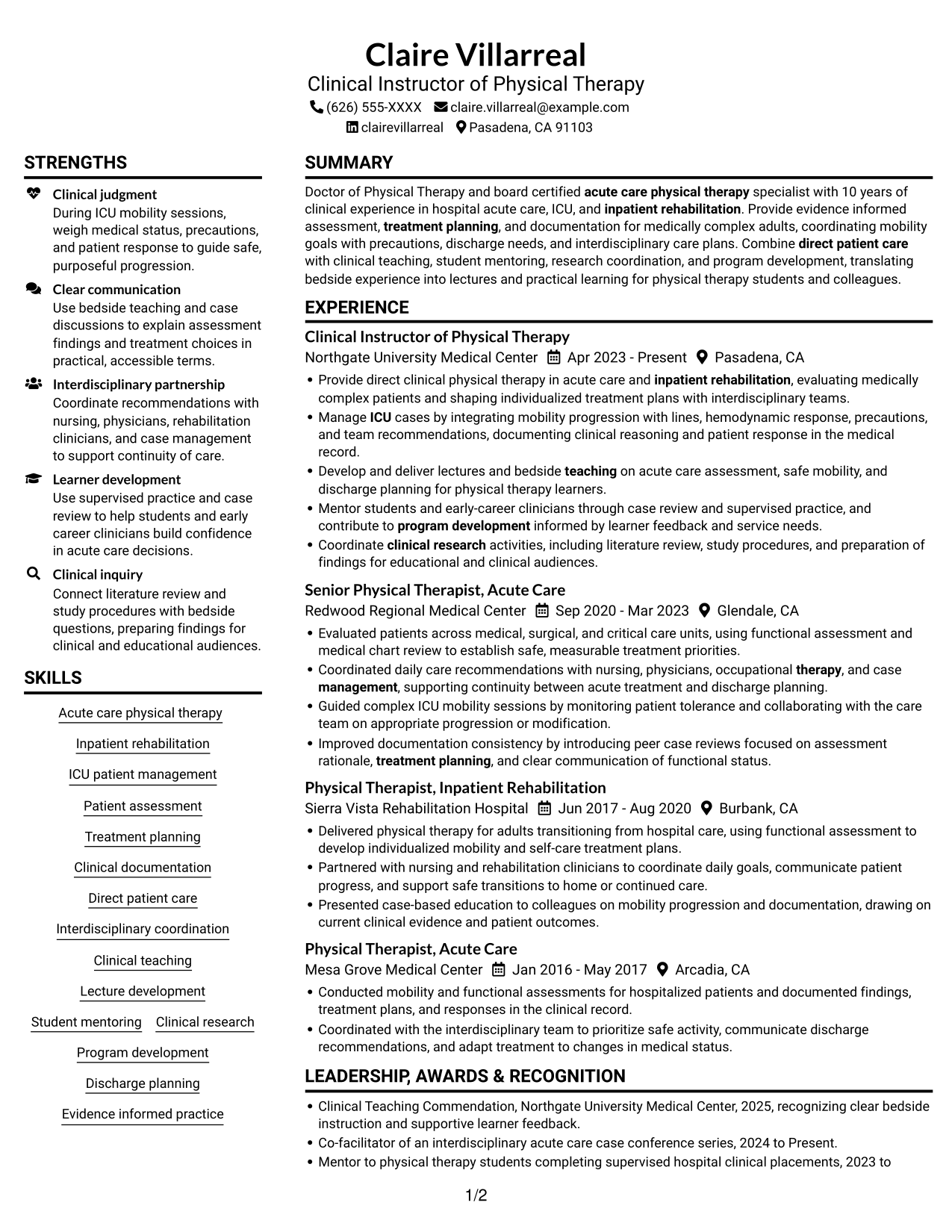 Resume example — page 1