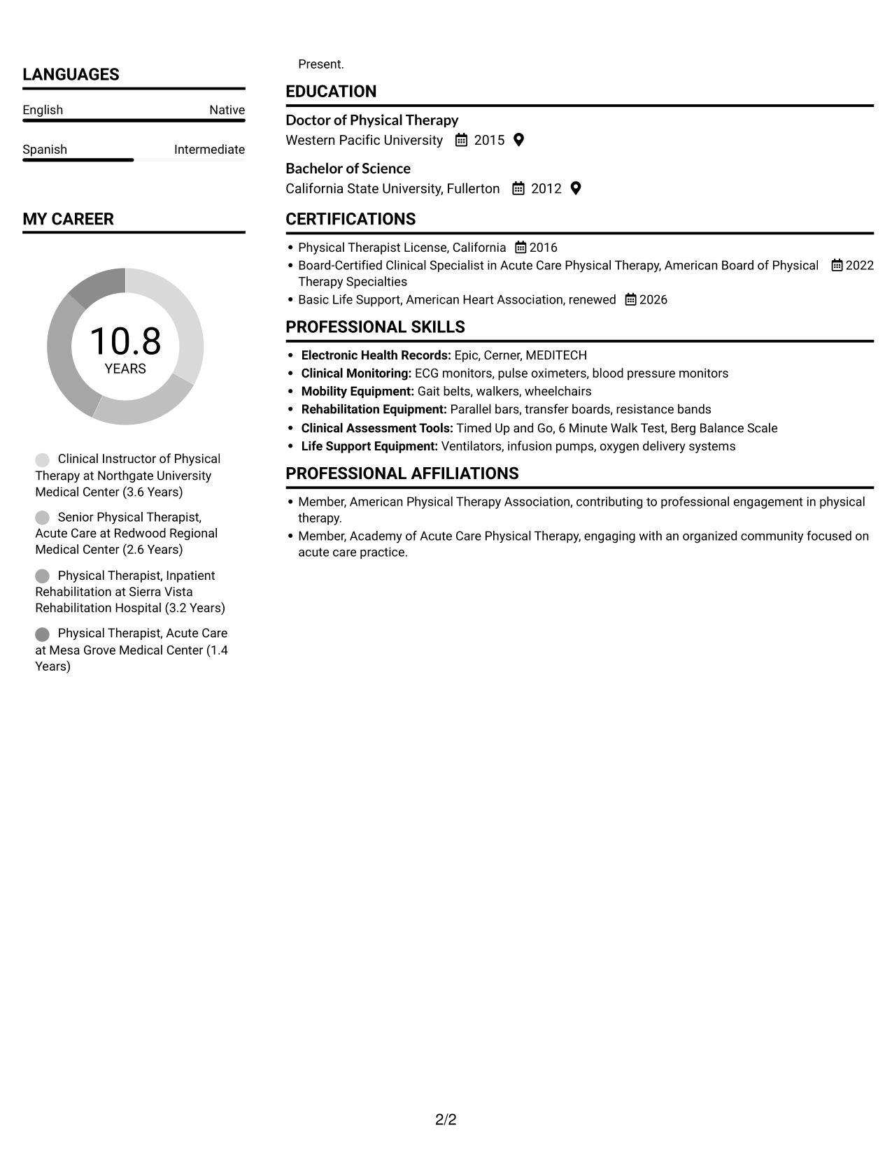 Resume example — page 2