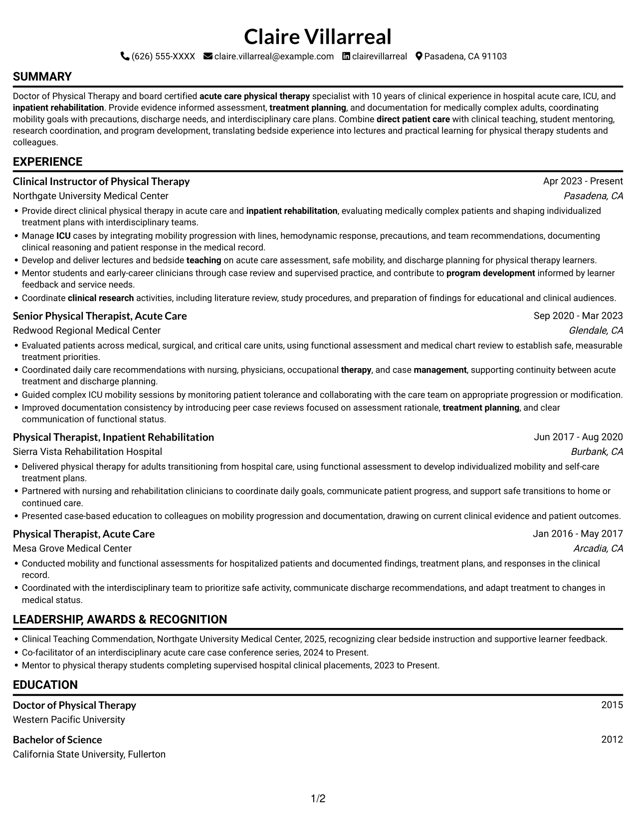 Resume example — page 1