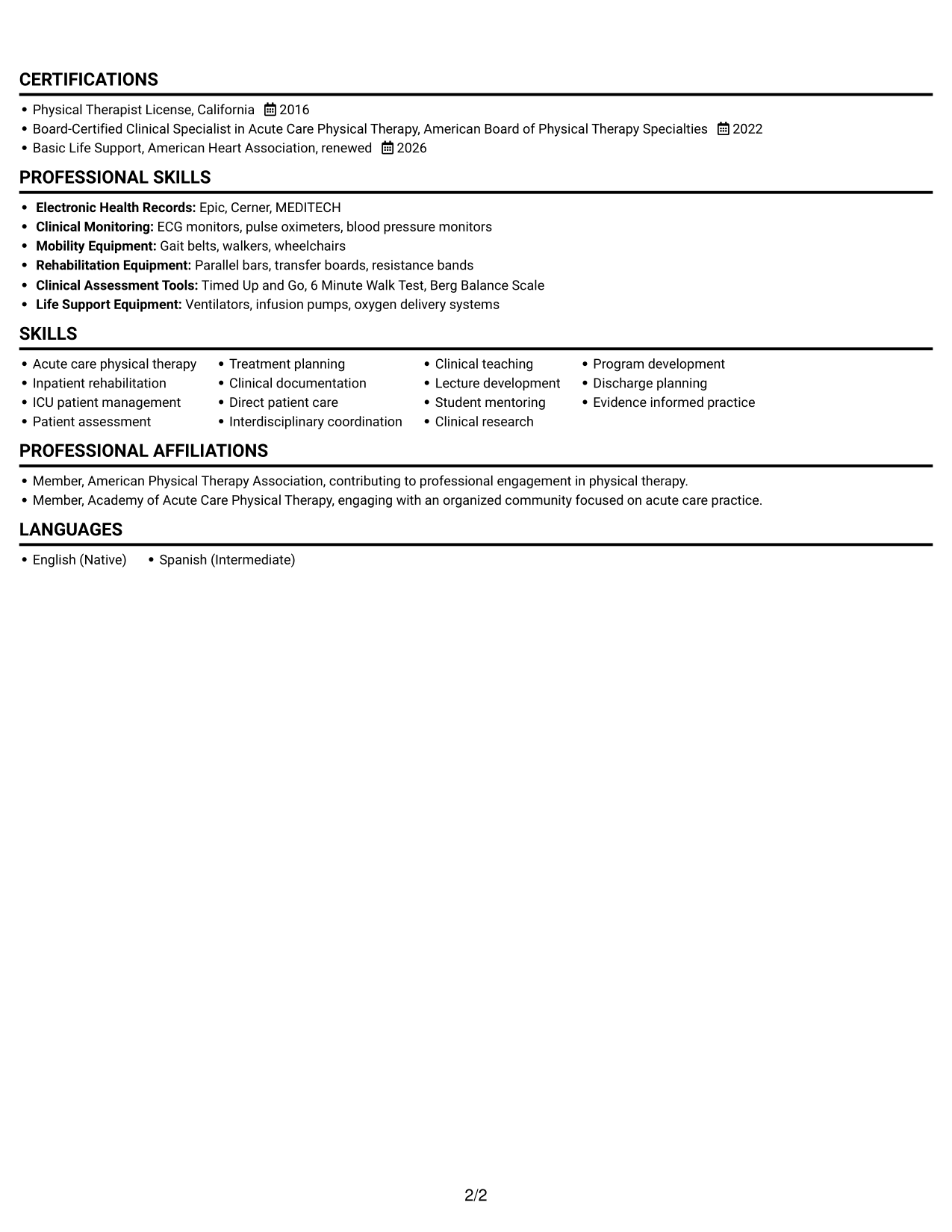 Resume example — page 2