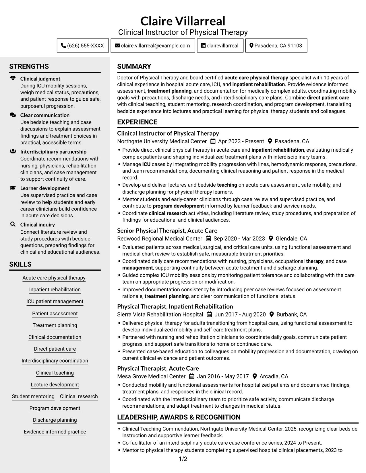 Resume example — page 1