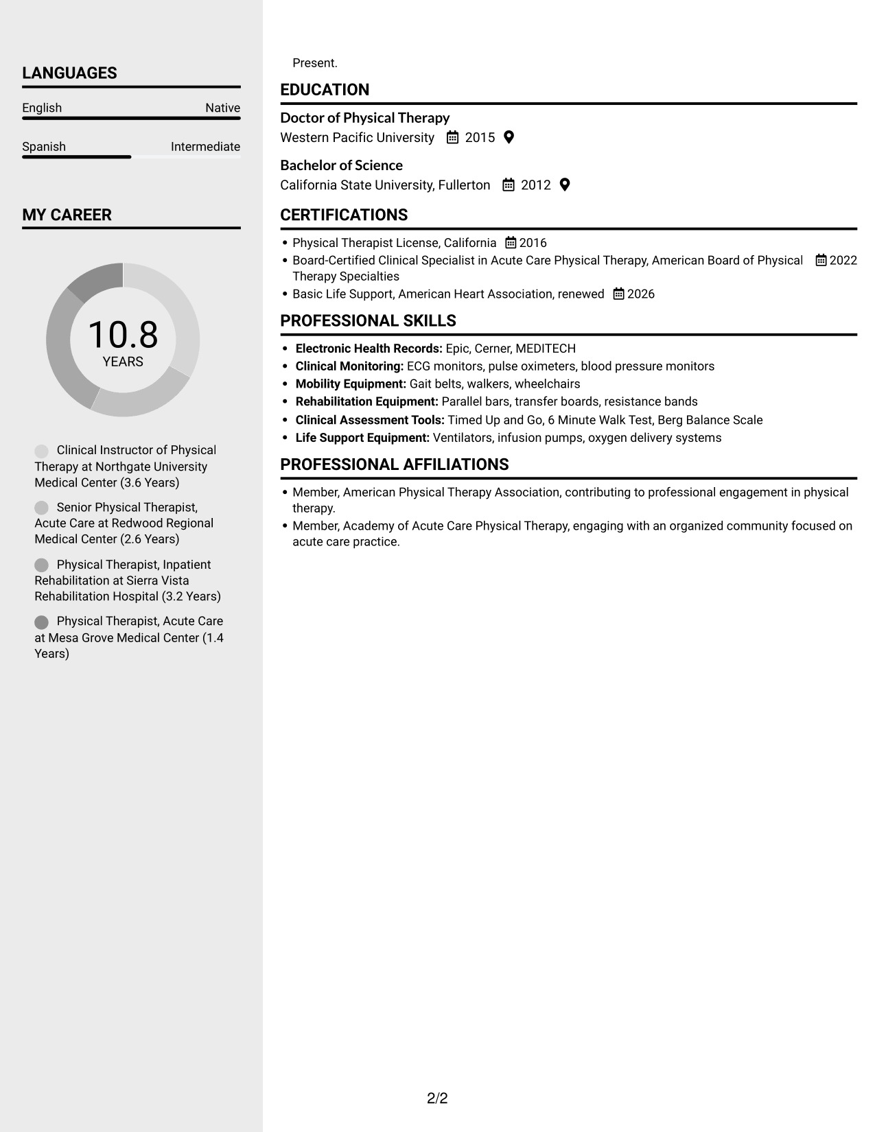Resume example — page 2