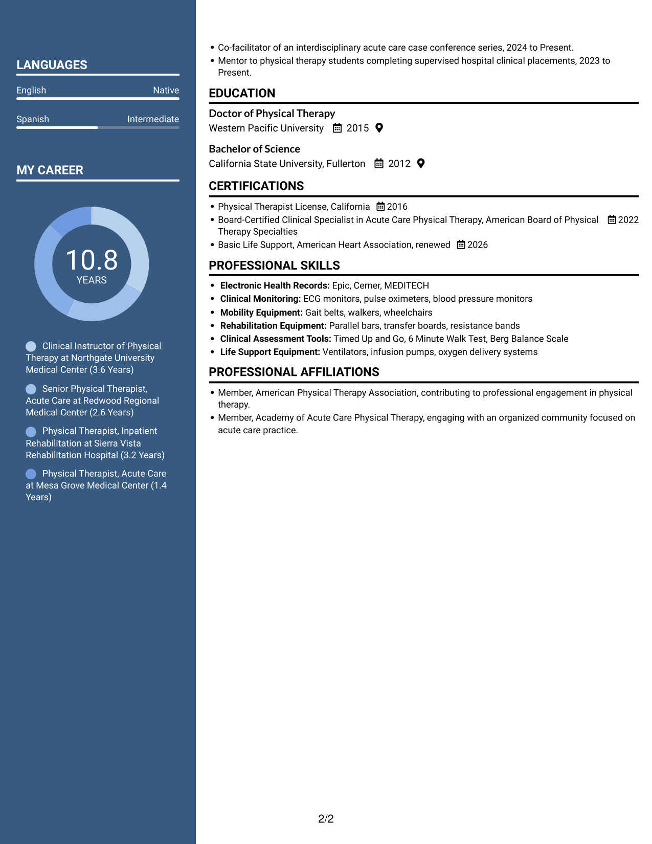 Resume example — page 2