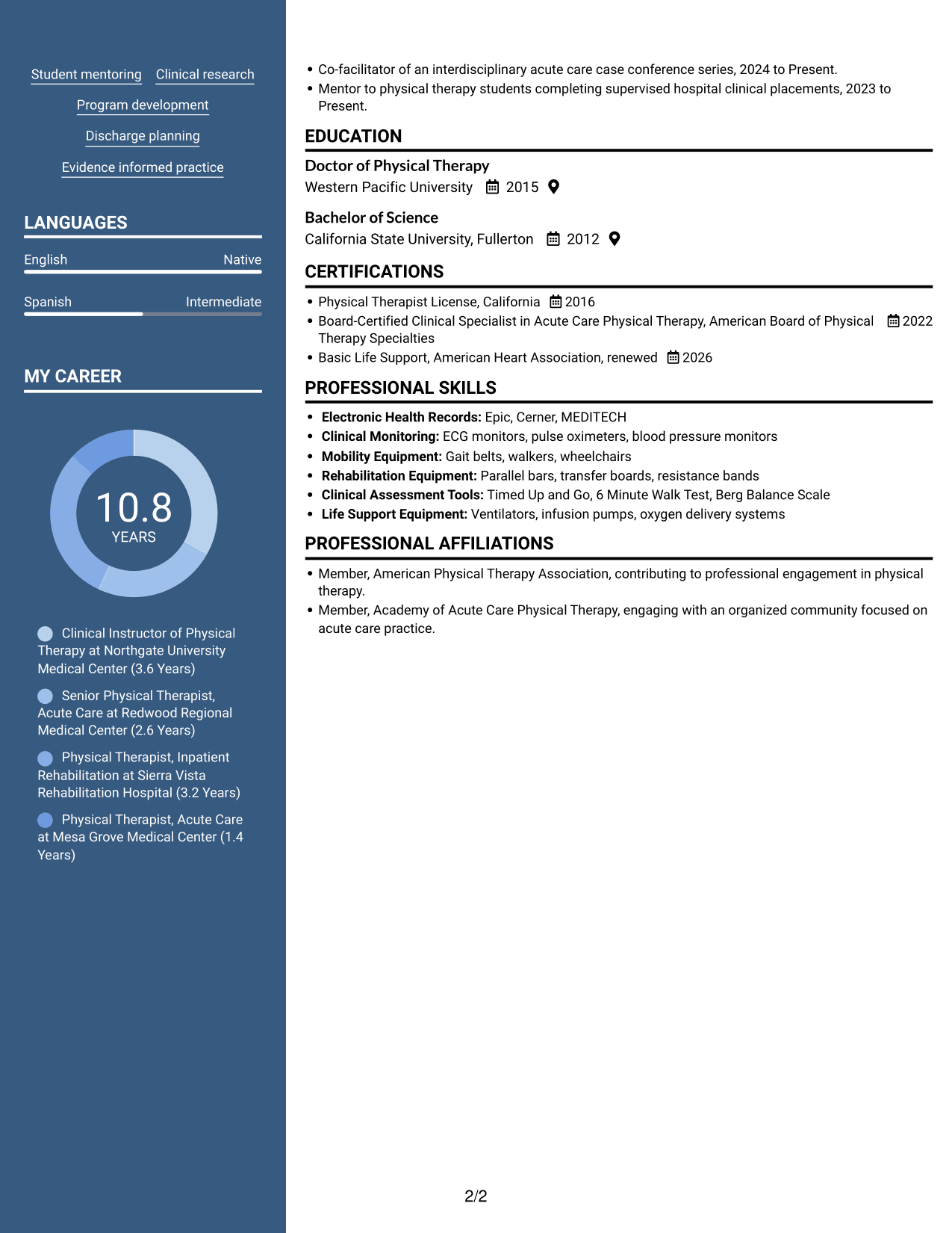 Resume example — page 2