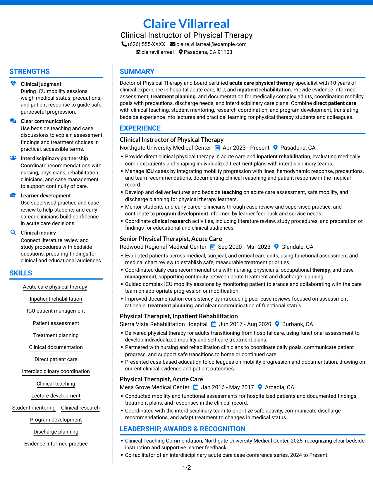 Resume example — page 1