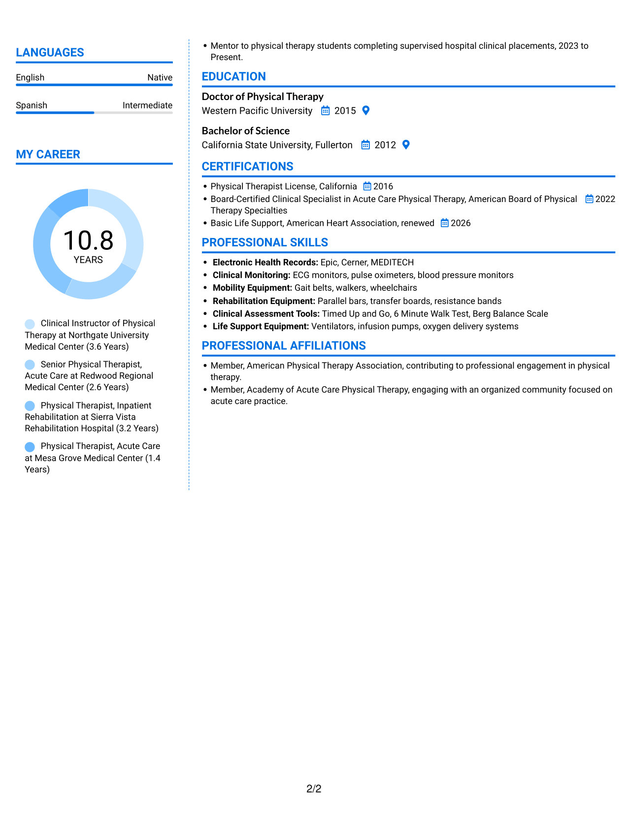Resume example — page 2