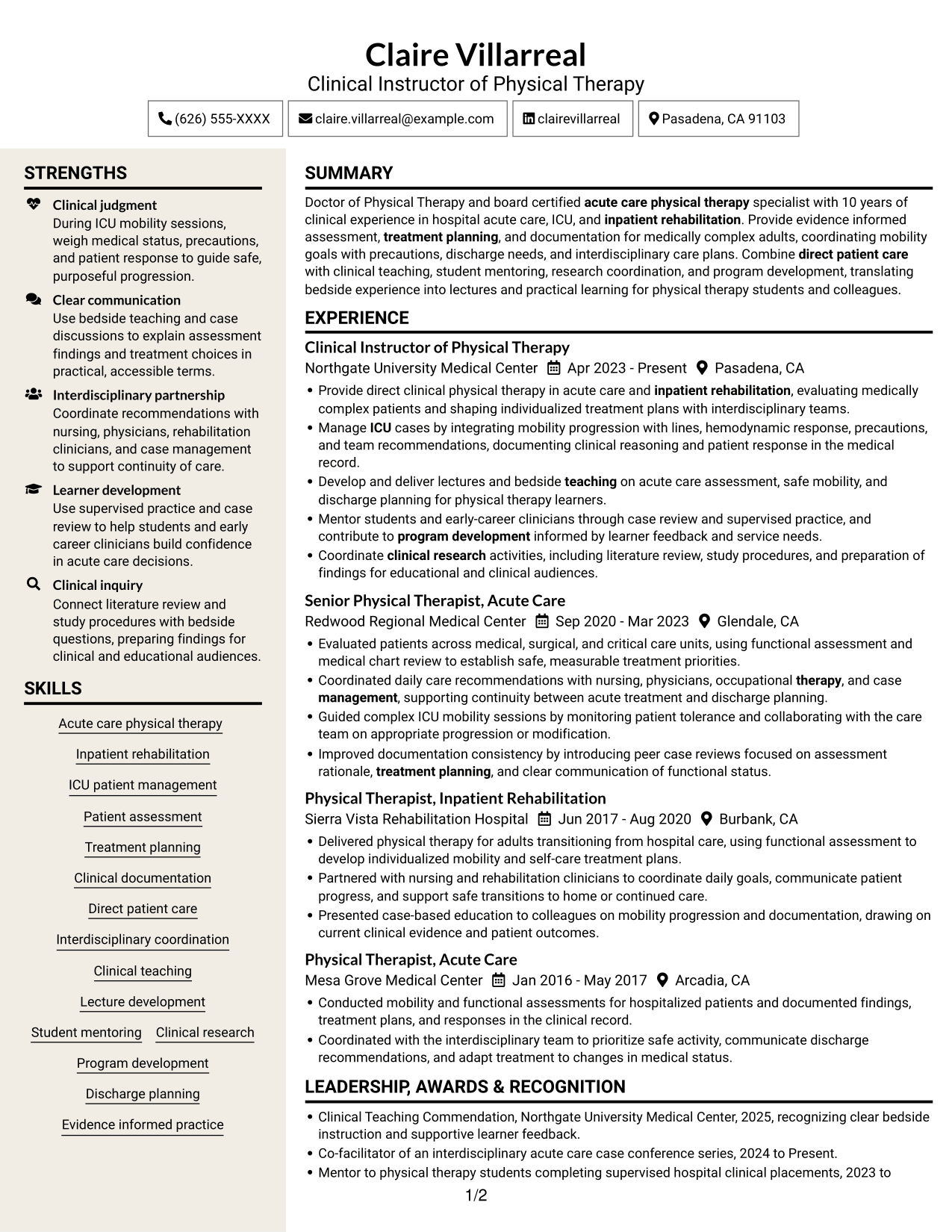 Resume example — page 1