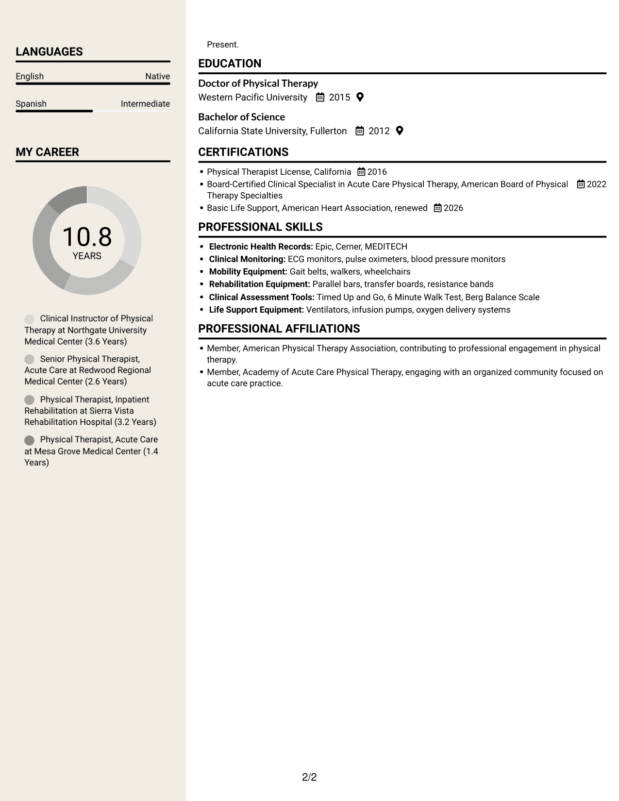 Resume example — page 2
