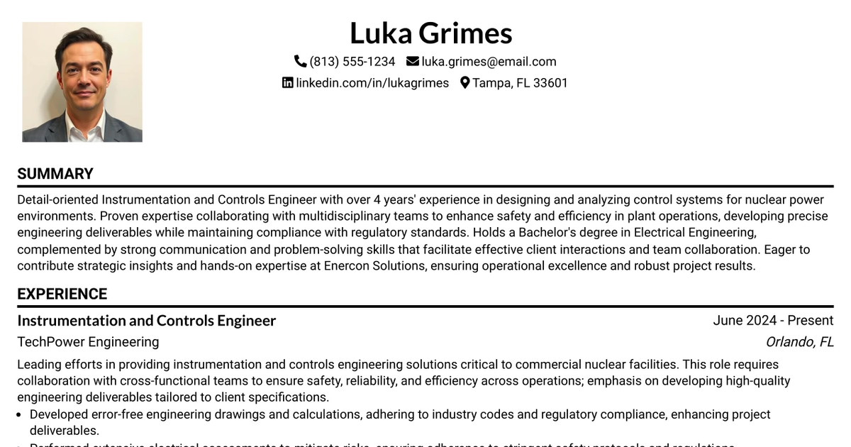 33 Instrumentation & Controls Engineer Resume Templates with Example 2026 (ATS-Optimized)