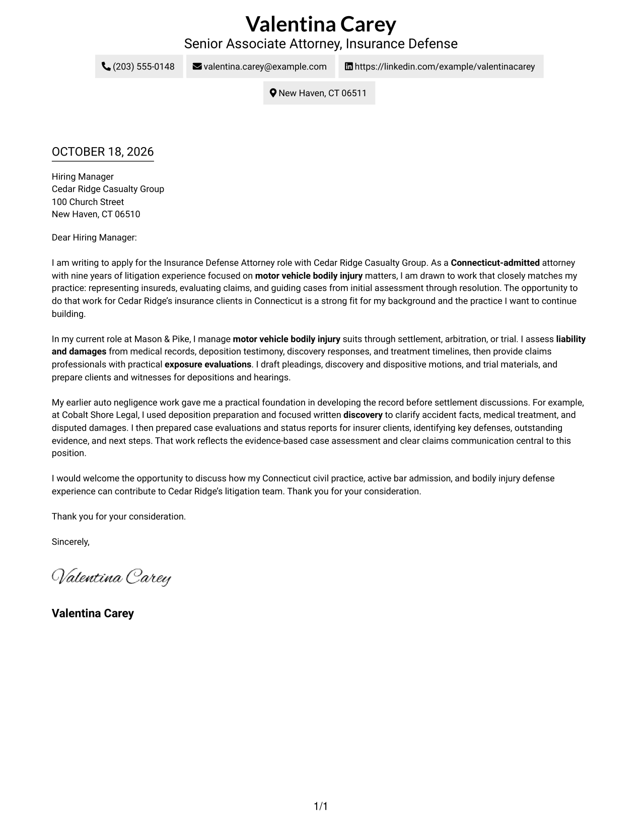 Cover letter example — page 1