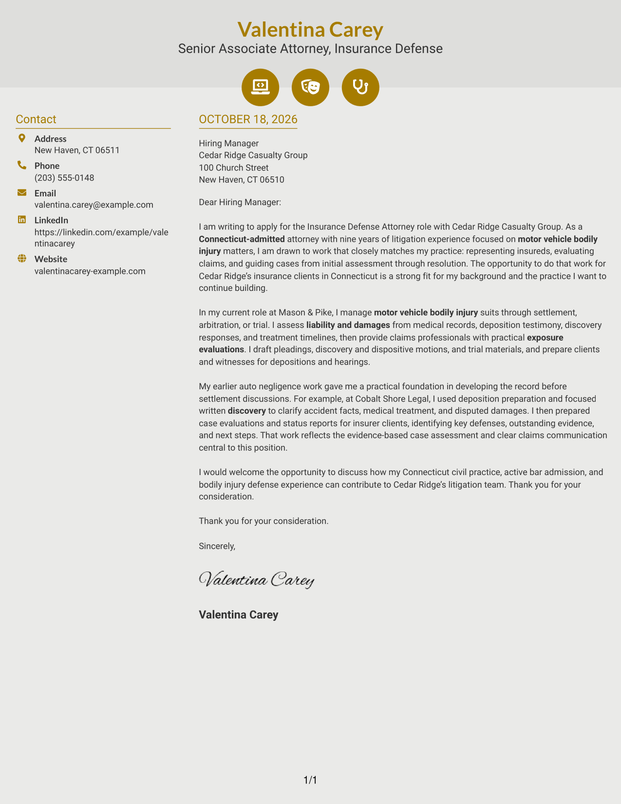 Cover letter example — page 1