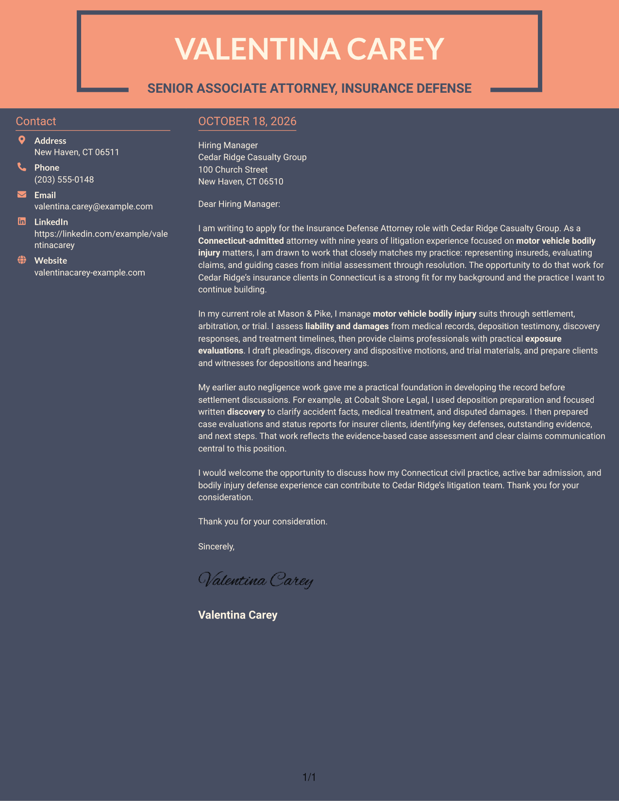 Cover letter example — page 1