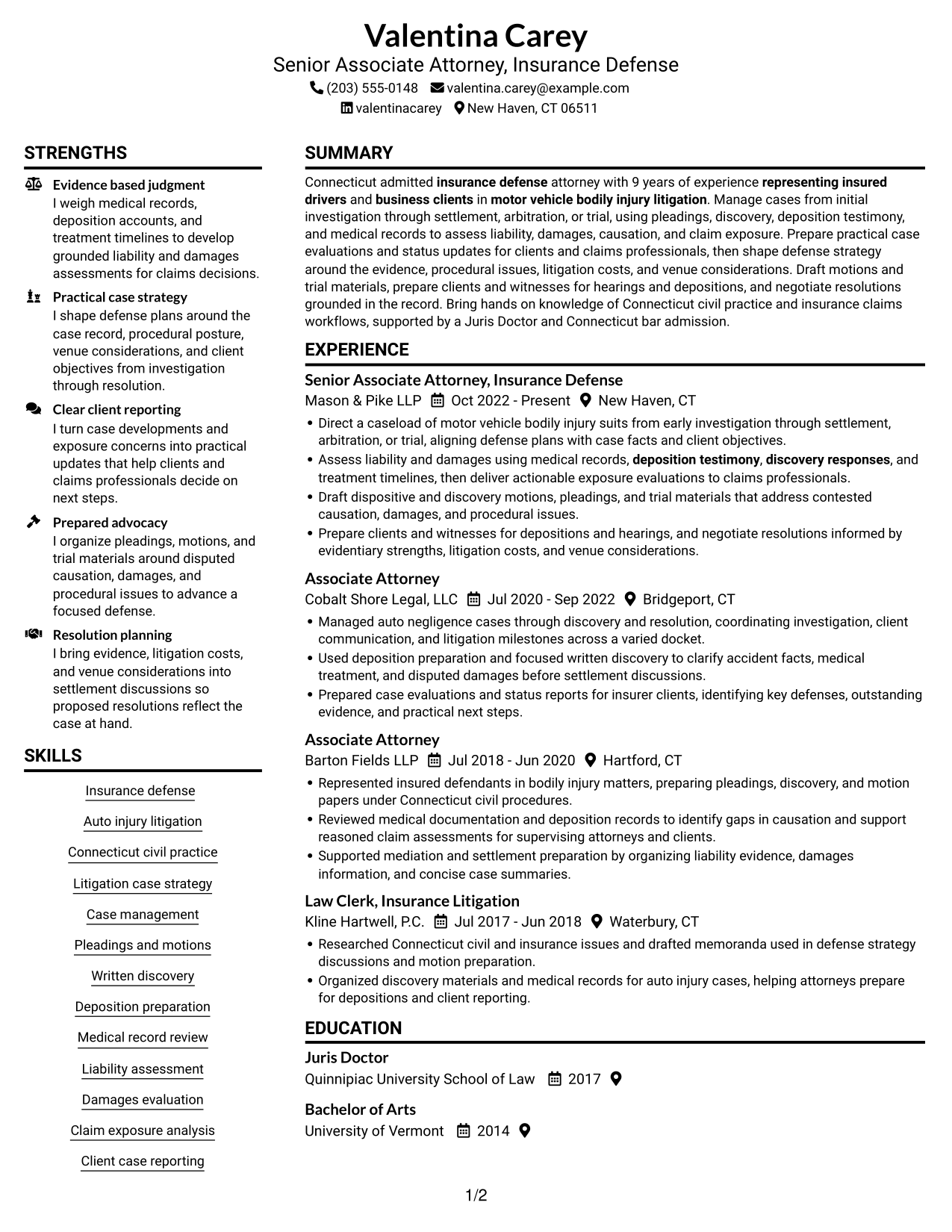 Resume example — page 1