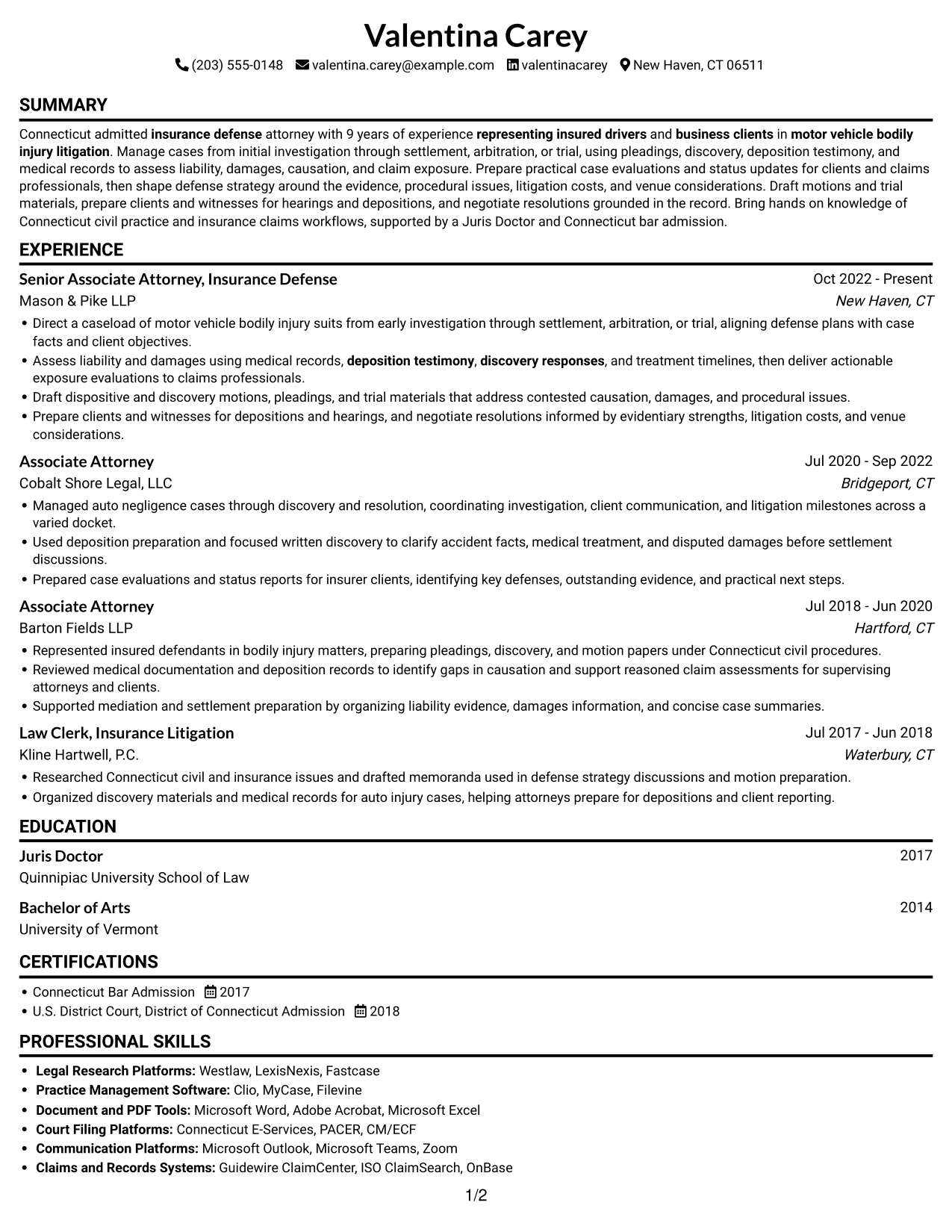 Resume example — page 1