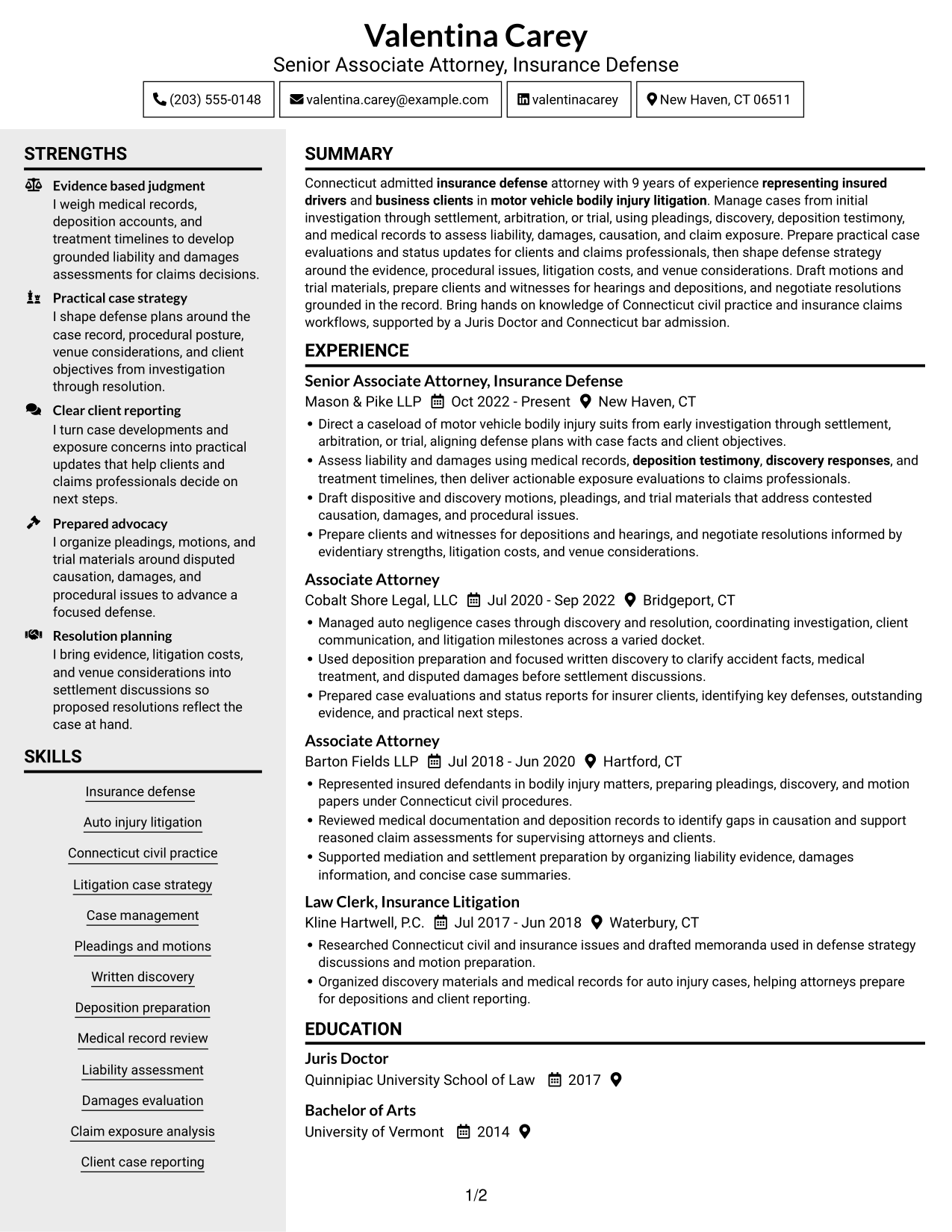 Resume example — page 1