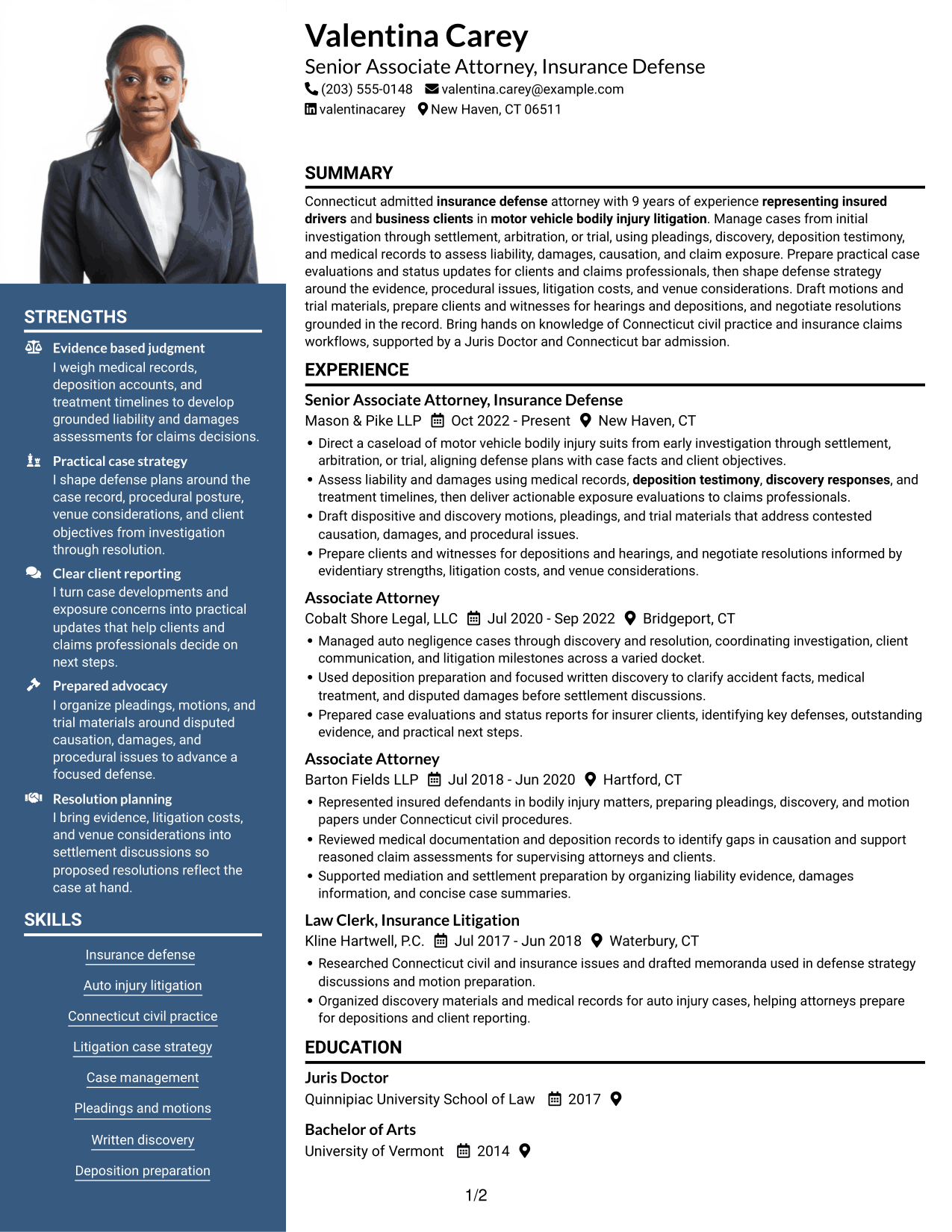 Resume example — page 1