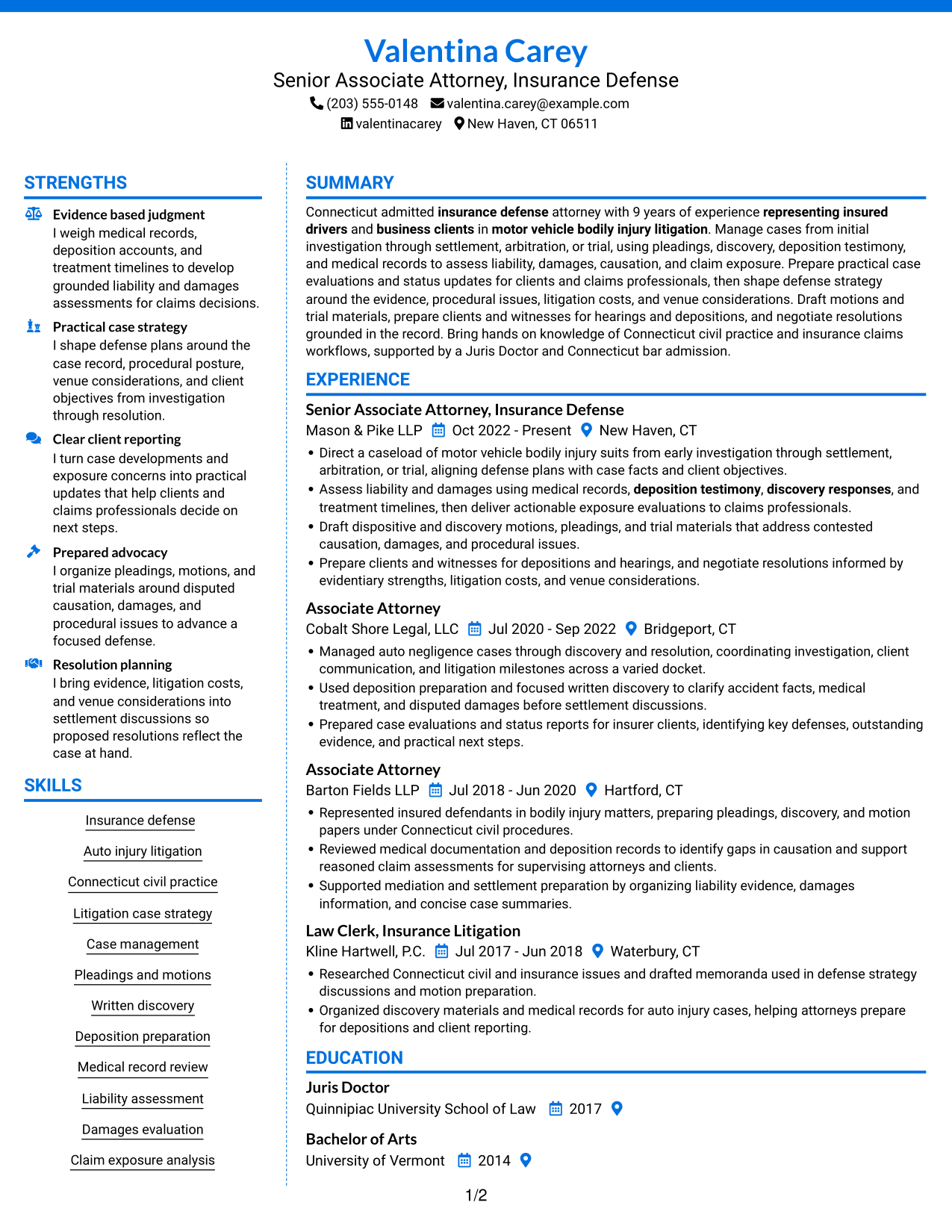 Resume example — page 1