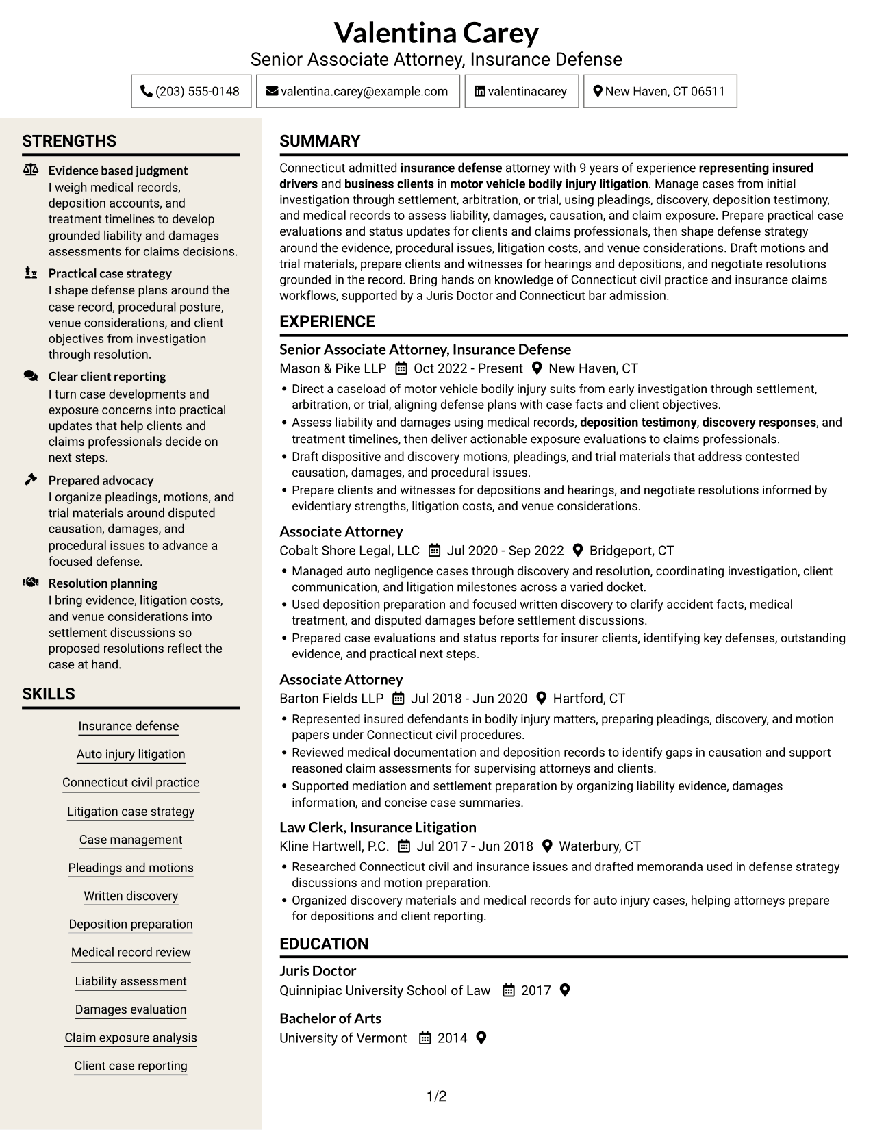 Resume example — page 1