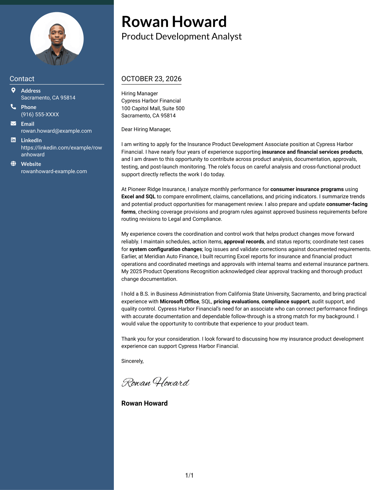 Cover letter example — page 1