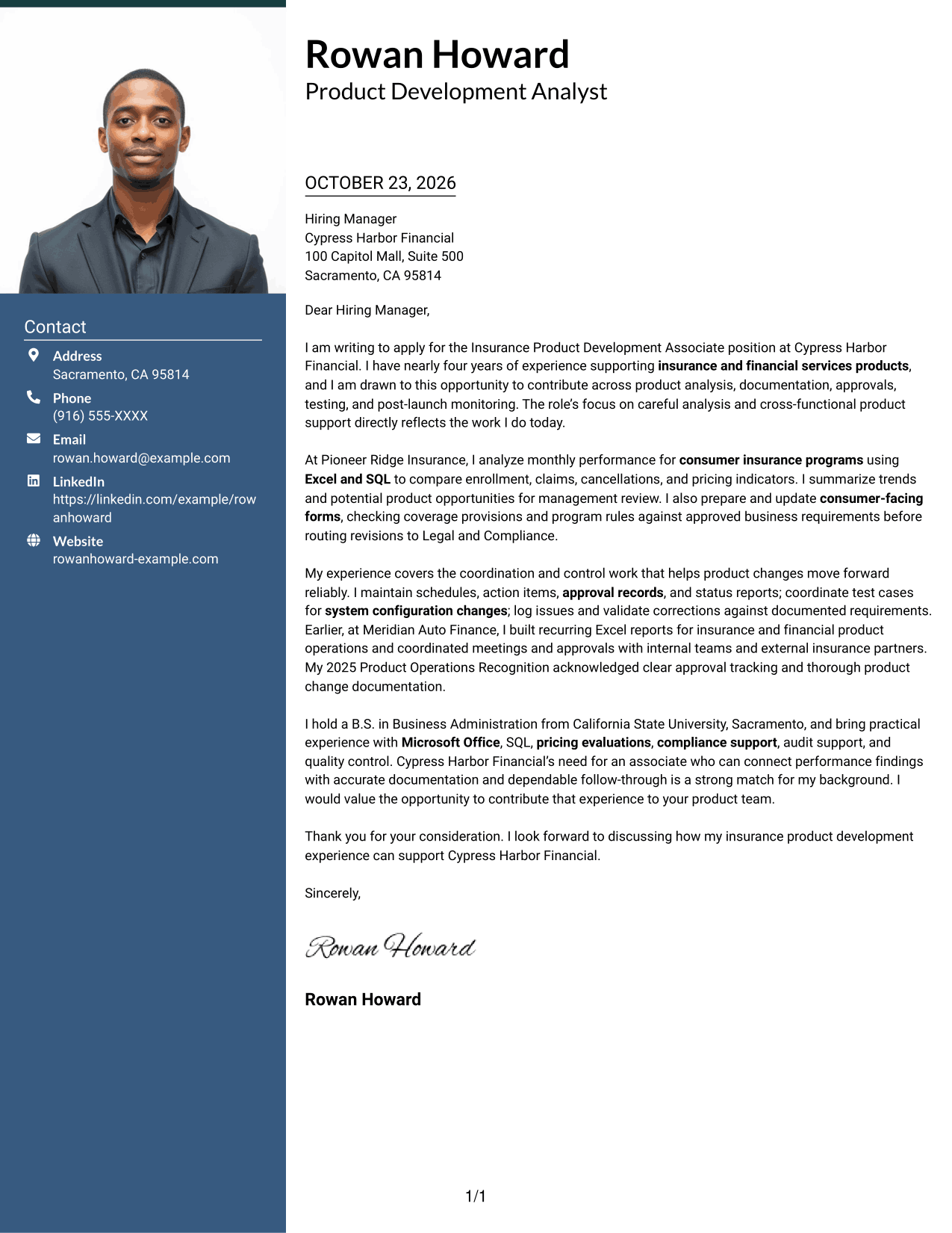 Cover letter example — page 1
