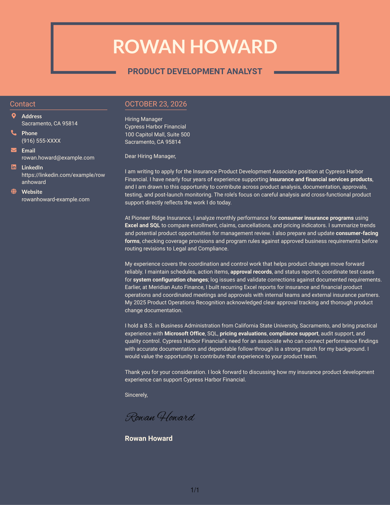 Cover letter example — page 1