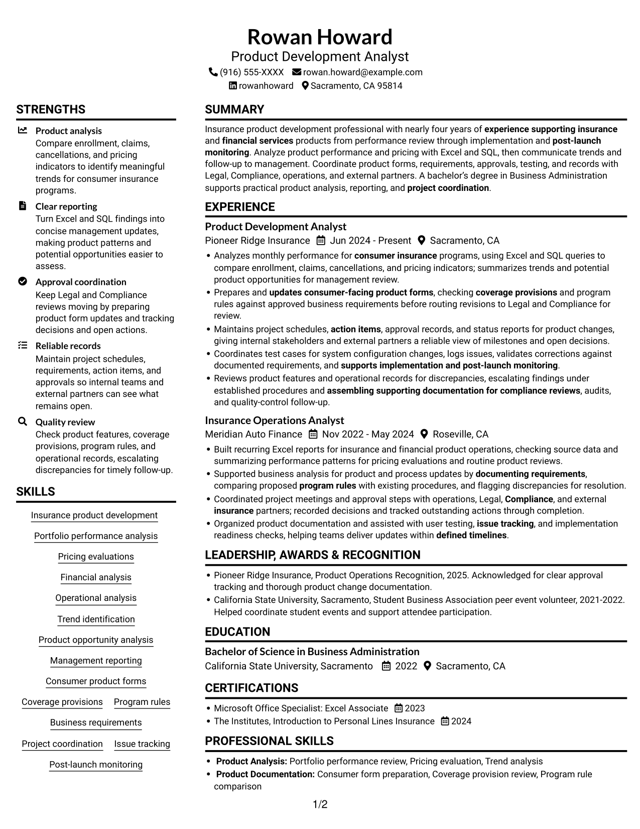 Resume example — page 1