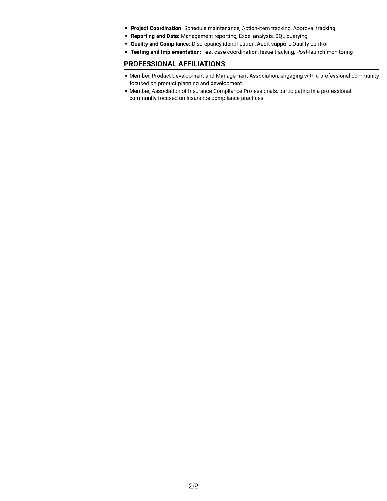 Resume example — page 2