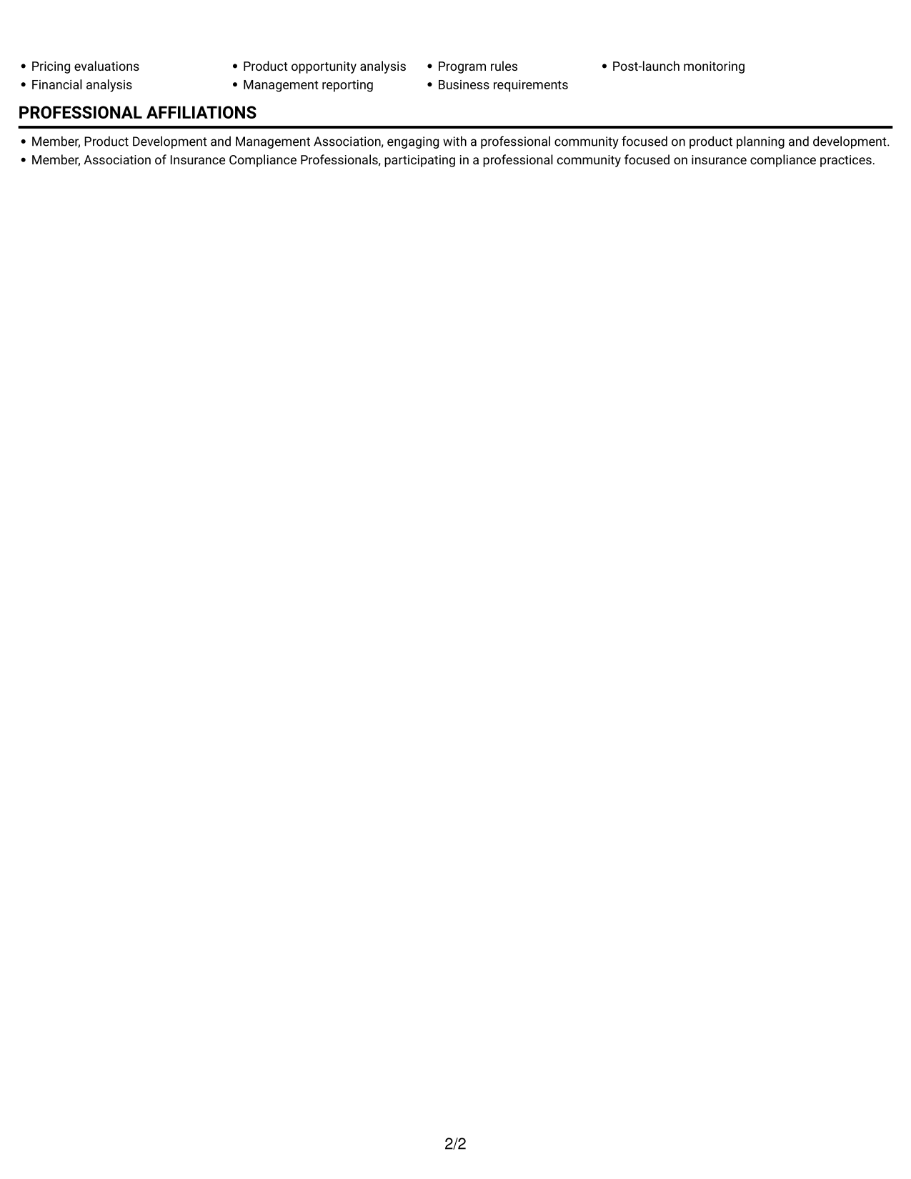 Resume example — page 2