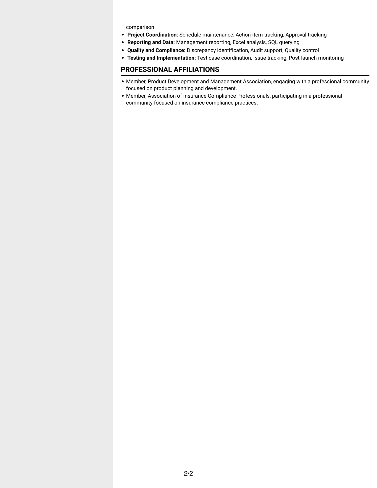 Resume example — page 2