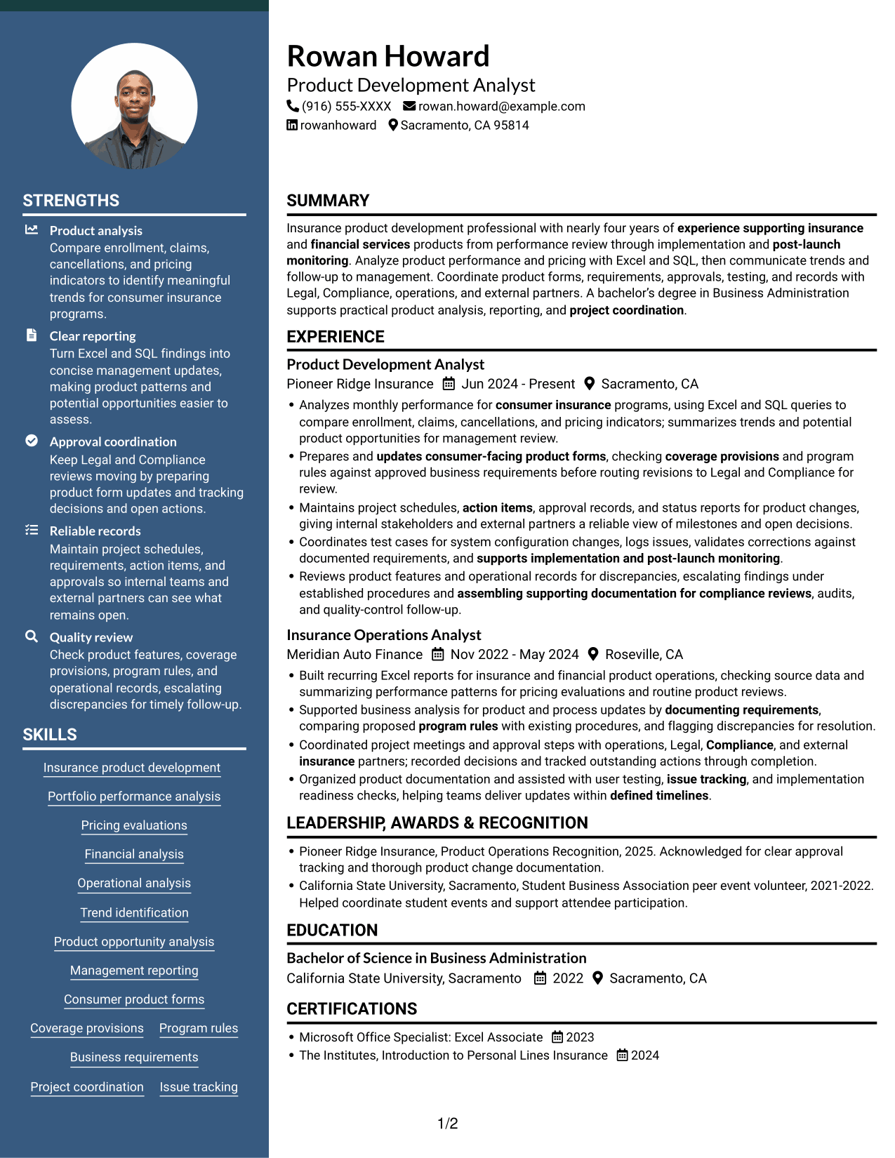 Resume example — page 1