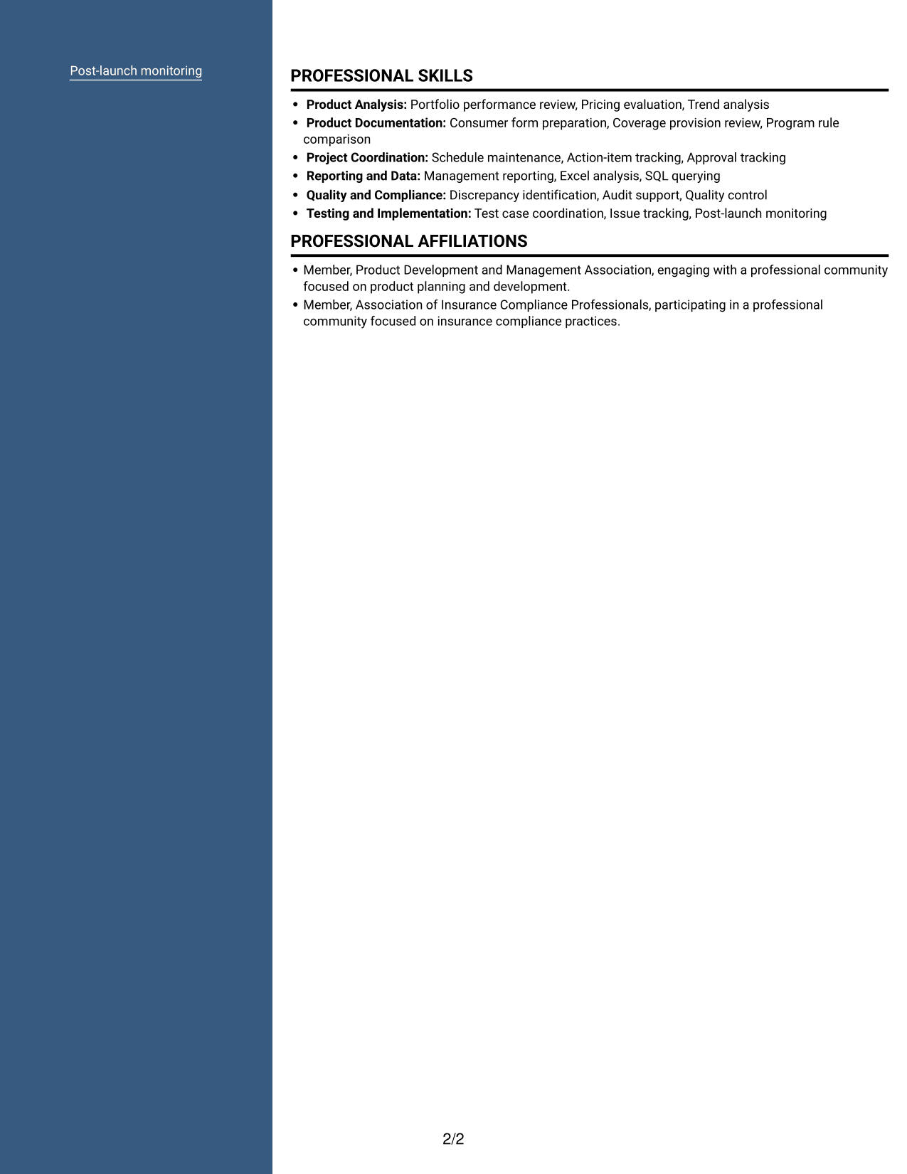 Resume example — page 2