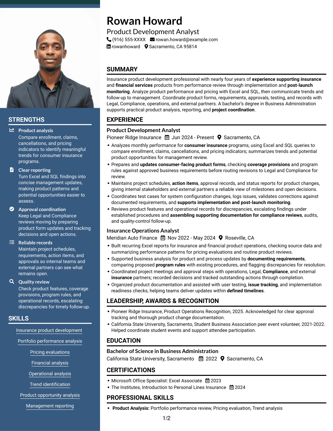 Resume example — page 1