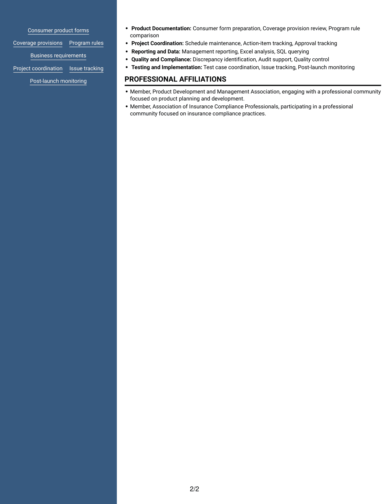 Resume example — page 2